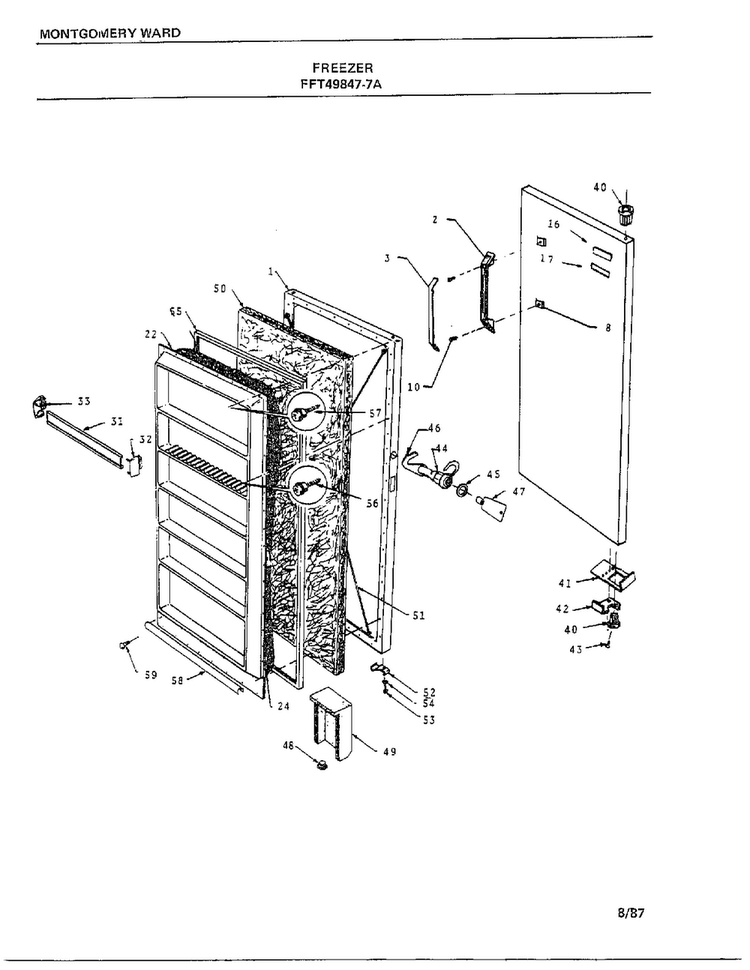 Freezer Diagram and Parts List for 49847-7A  Frigidaire Freezer