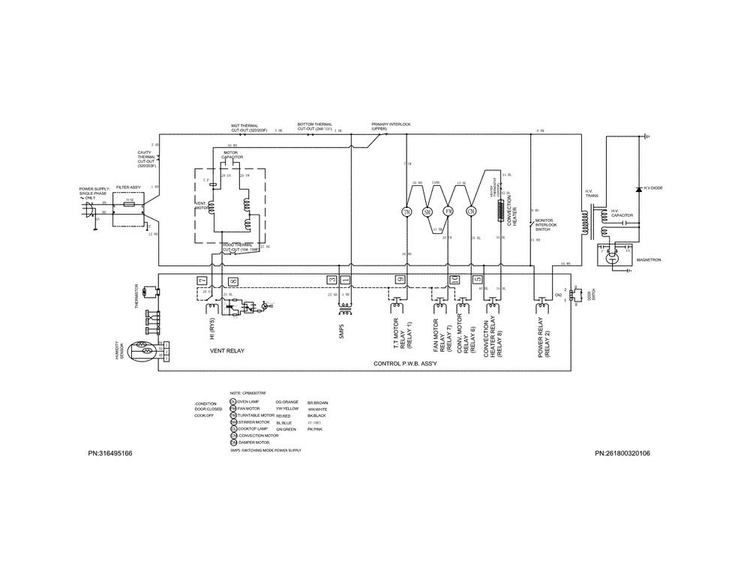 Wiring Diagram Diagram and Parts List for CPBM3077RFA  Frigidaire Microwave