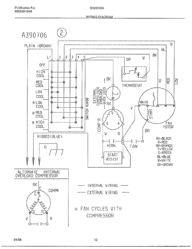 Wiring Diagram Diagram and Parts List for 5069008A  Frigidaire Air Conditioner