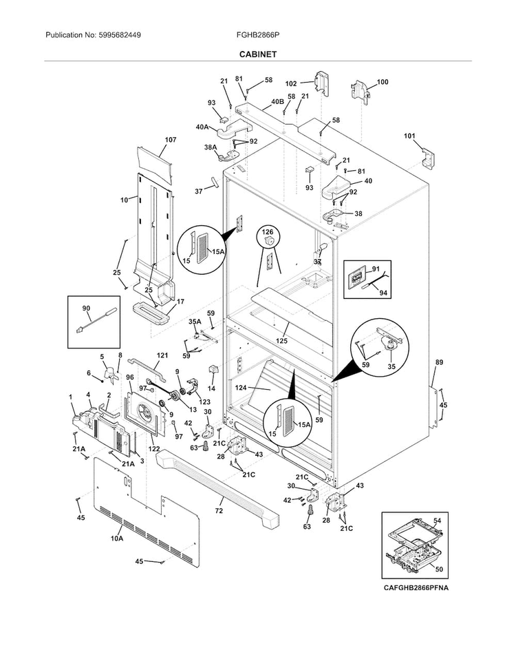 Cabinet Diagram and Parts List for FGHB2866PFNA  Frigidaire Refrigerator