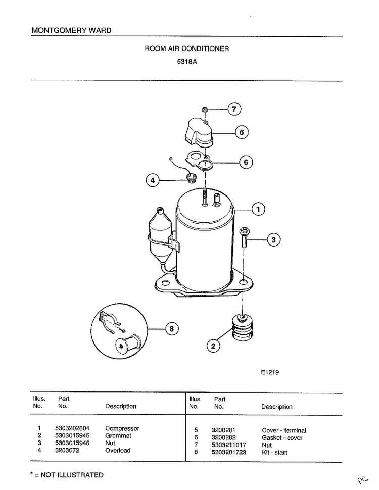 Room Air Conditioner Page 4 Diagram and Parts List for 5318A  Frigidaire Air Conditioner