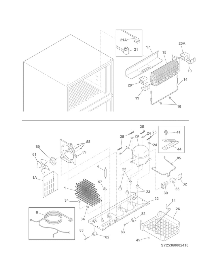 System Diagram and Parts List for FFHI1831QP1  Frigidaire Refrigerator