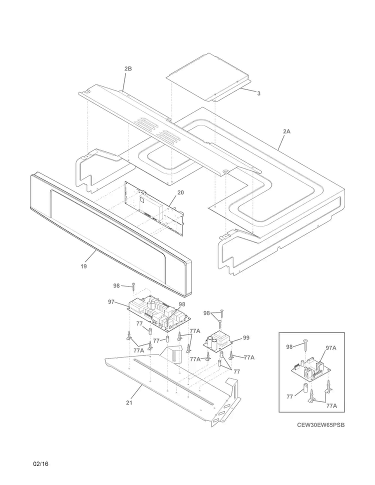 Control Panel Diagram and Parts List for EI30EW45PSC  Electrolux Wall Oven