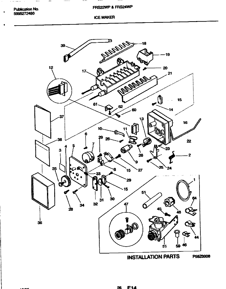 ICE MAKER Diagram and Parts List for FRS22WPCW1  Frigidaire Refrigerator