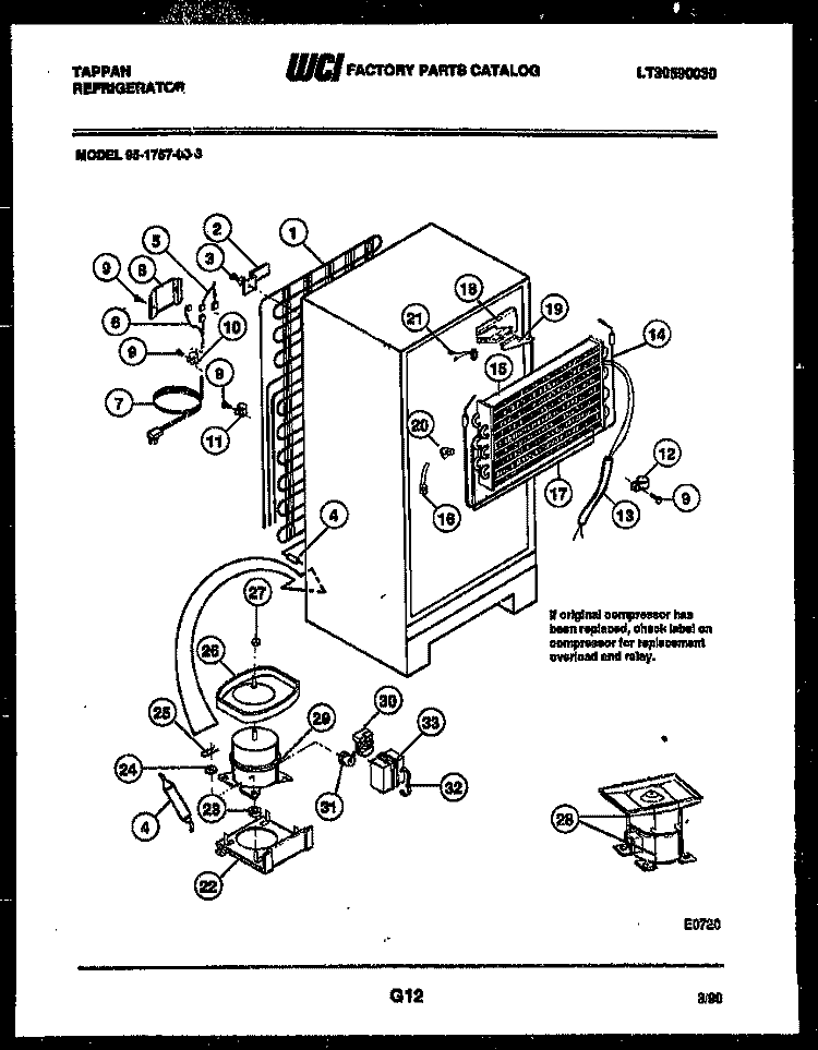 SYSTEM AND AUTOMATIC DEFROST PARTS Diagram and Parts List for 95-1757-23-03  Tappan Refrigerator