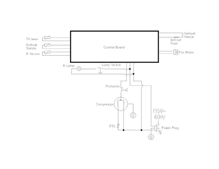 Wiring Diagram Diagram and Parts List for FFTR1222QM0  Frigidaire Refrigerator