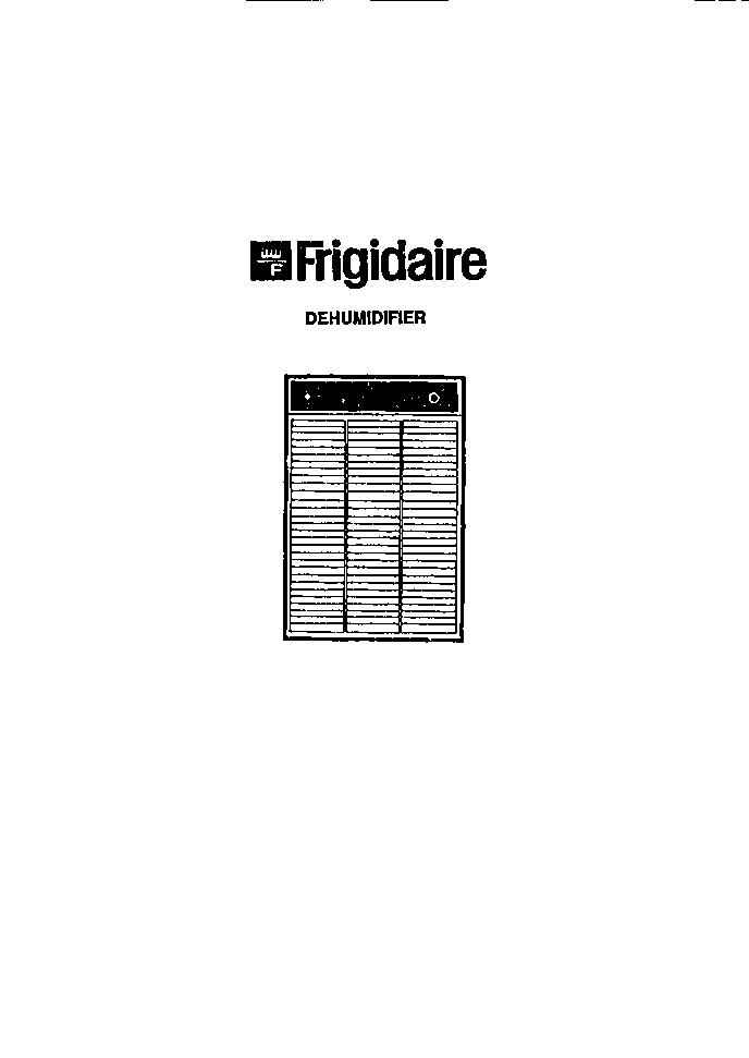 Front Cover Diagram and Parts List for MR50N1  Frigidaire Dehumidifier