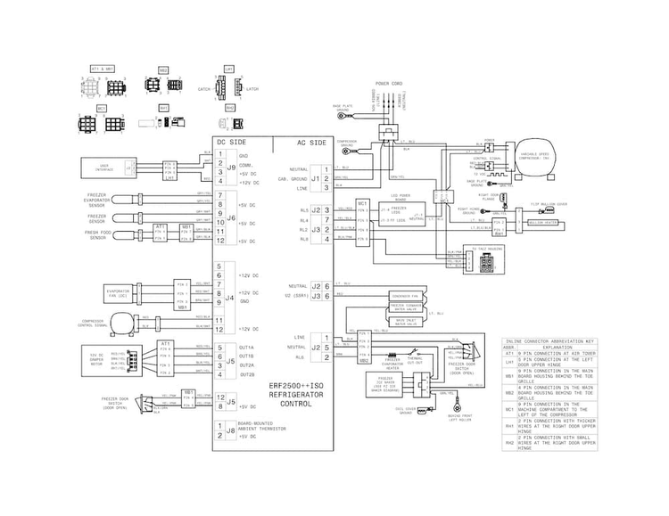 Wiring Schematic Diagram and Parts List for FPBC2277RF7  Frigidaire Refrigerator
