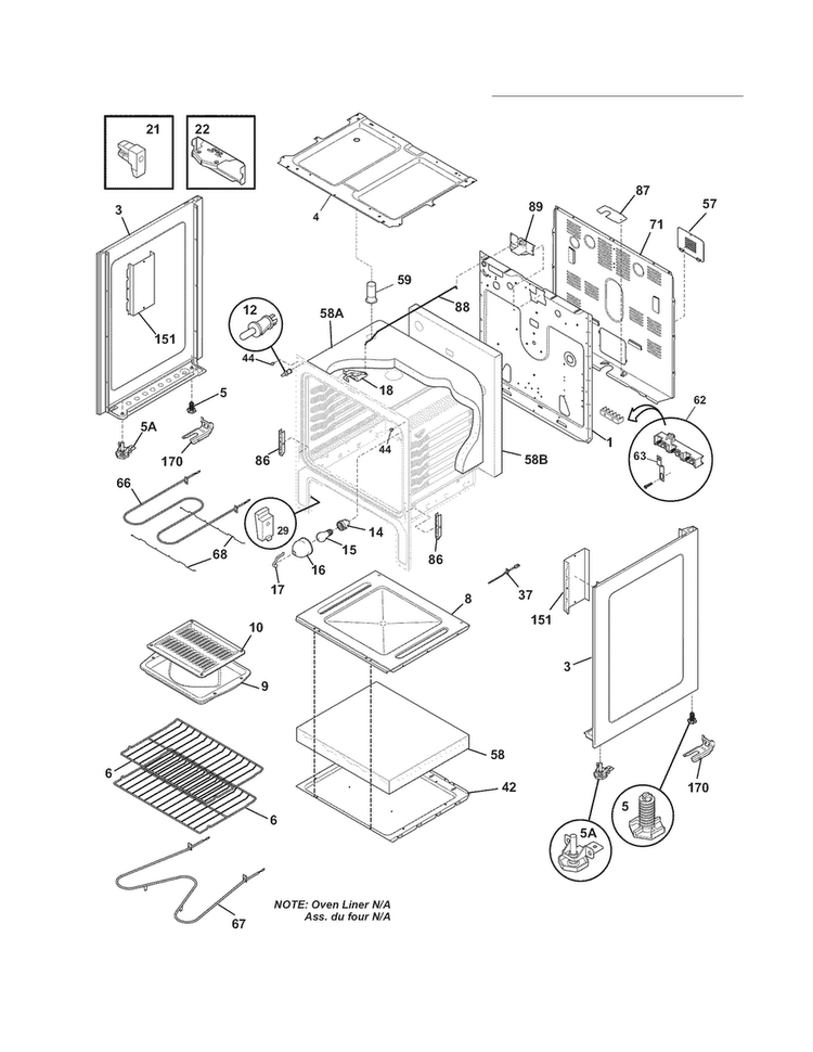 Body Diagram and Parts List for GEF3015XWA  Gibson Range