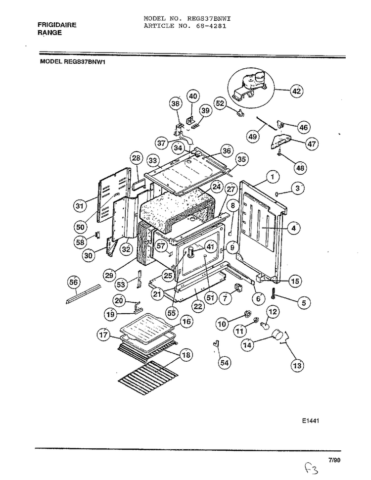 Frigidaire Range Page 3 Diagram and Parts List for 4281  Frigidaire Range