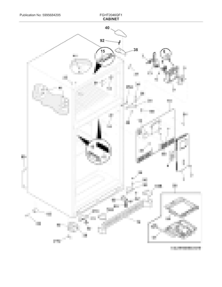 Cabinet Diagram and Parts List for FGHT2046QF1  Frigidaire Refrigerator
