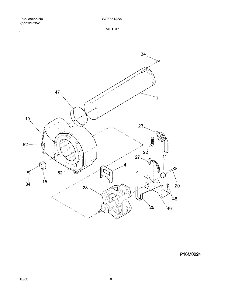 MOTOR Diagram and Parts List for GGF331AS4  Gibson Dryer