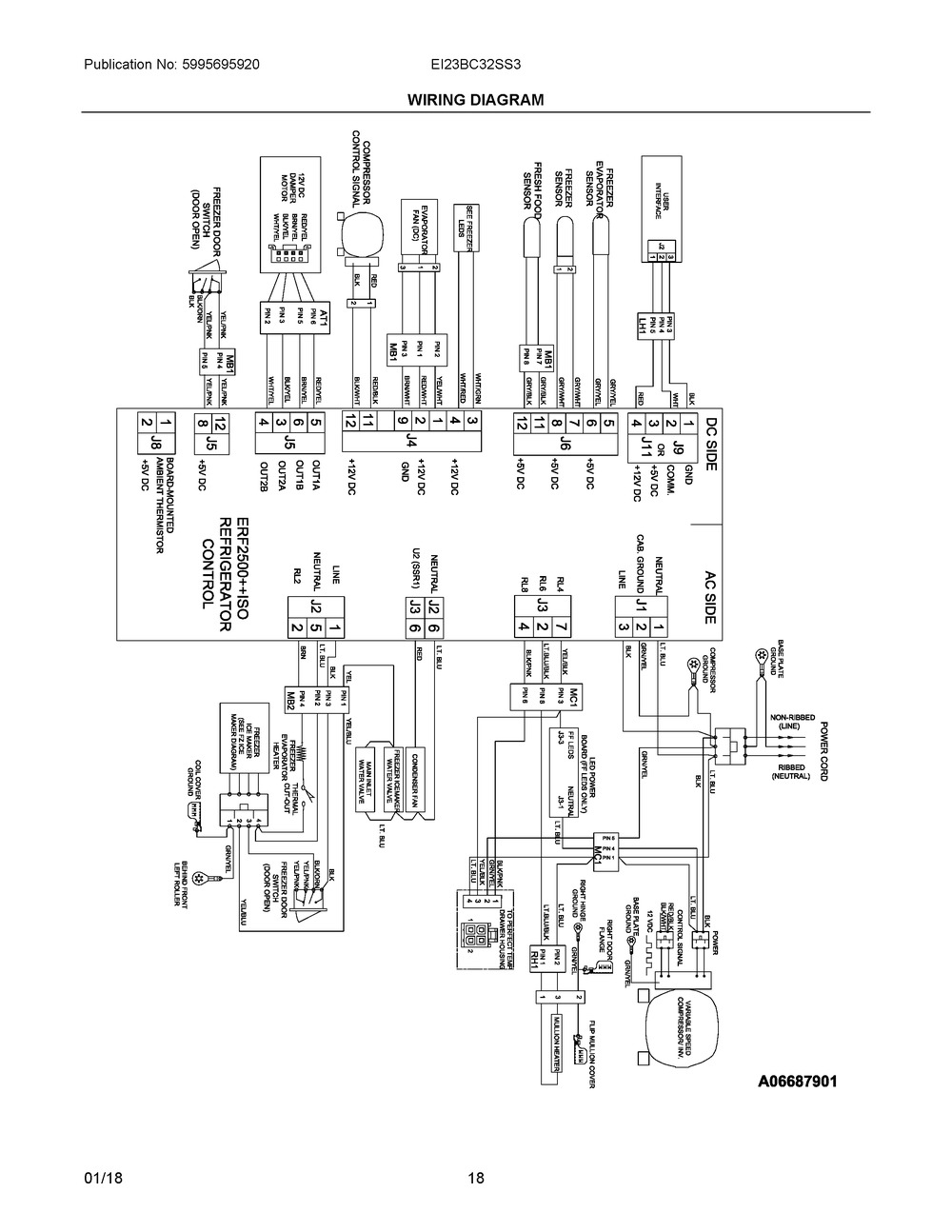 Wiring Diagram Diagram and Parts List for EI23BC32SS3  Frigidaire Refrigerator