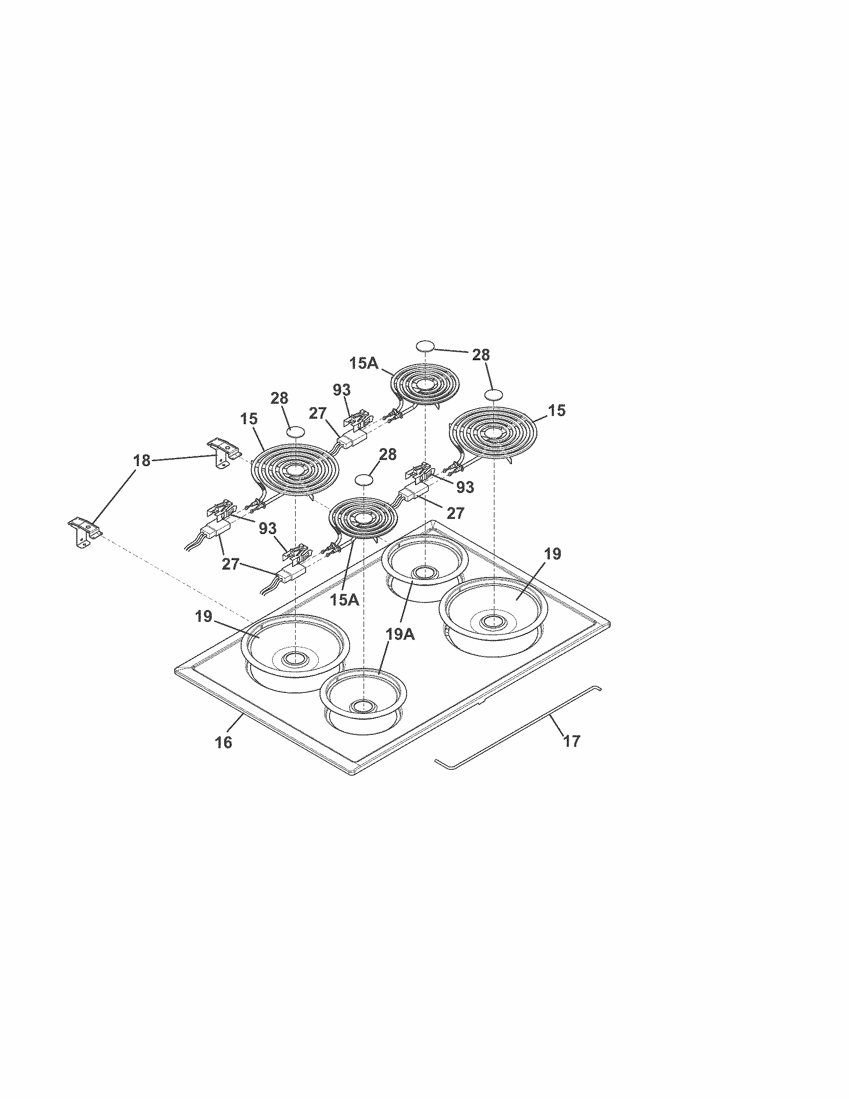 Main Top Diagram and Parts List for 79042502310  Kenmore Range