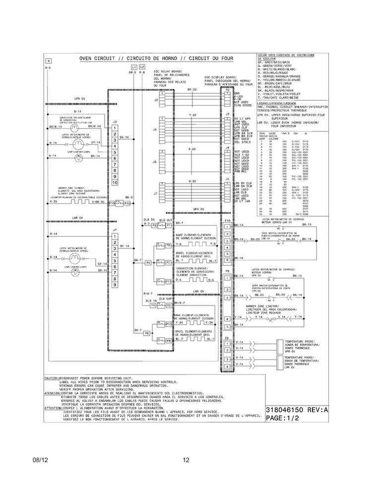 Wiring Diagram Diagram and Parts List for FGEF306TMFD  Frigidaire Range