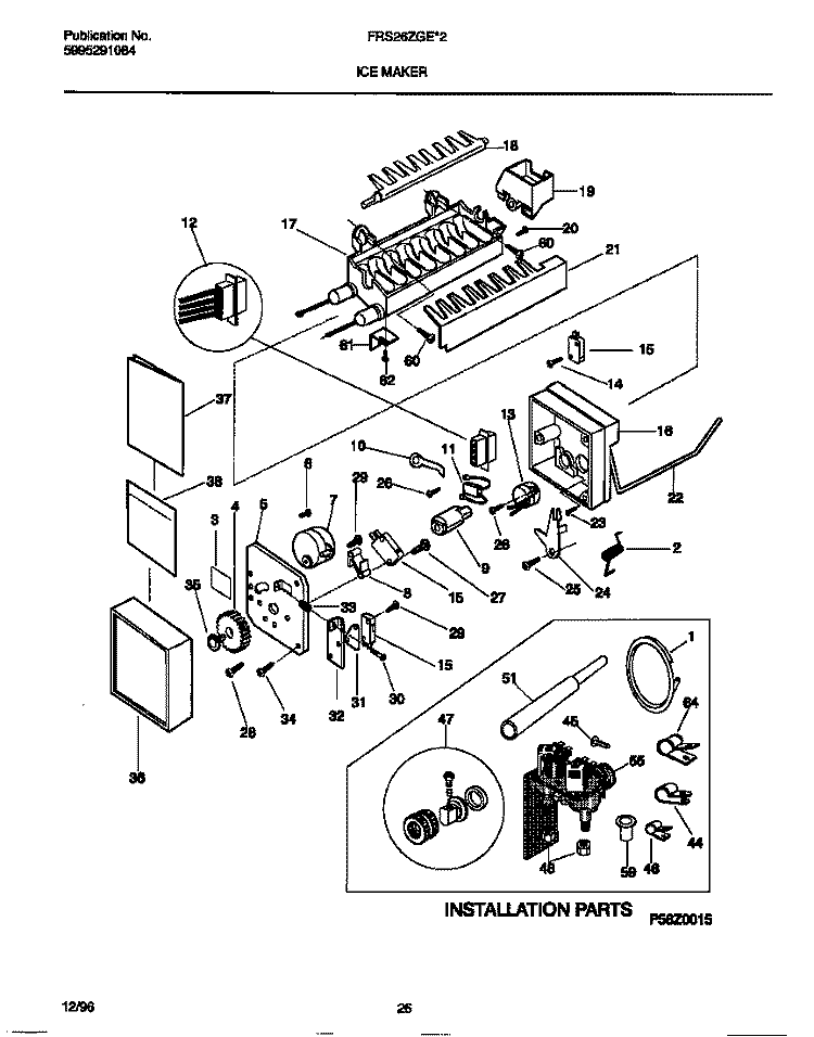 ICE MAKER Diagram and Parts List for FRS26ZGEB2  Frigidaire Refrigerator