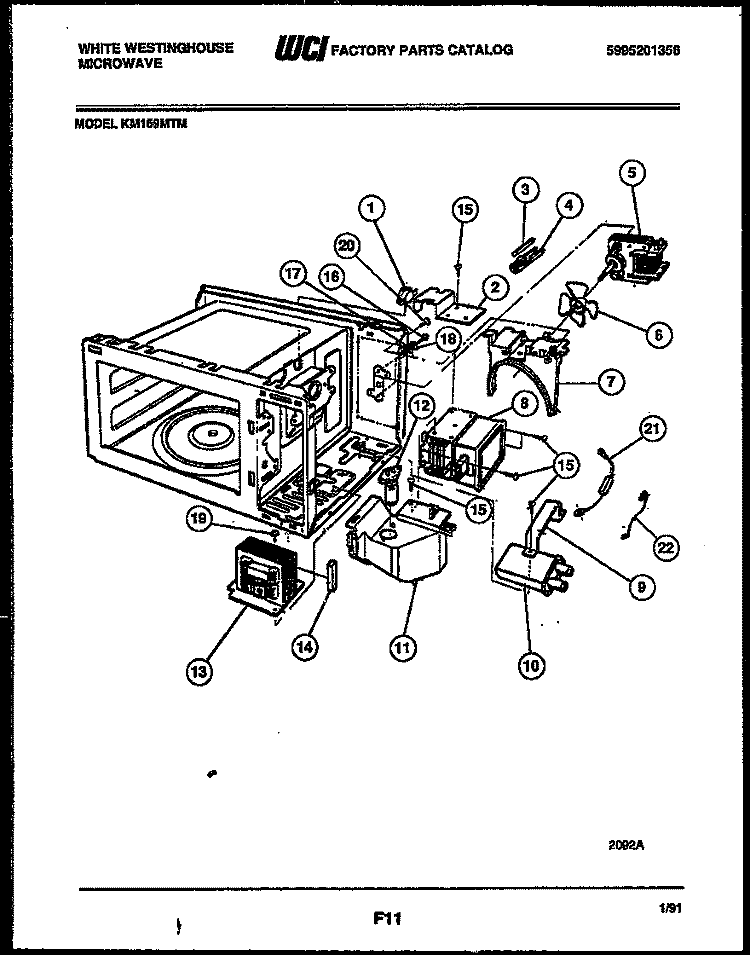 POWER CONTROL Diagram and Parts List for KM169MTM  Frigidaire Microwave