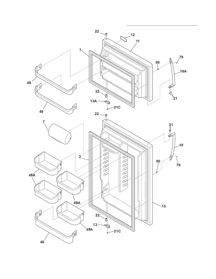 Door Diagram and Parts List for CFHT1842LS6  Frigidaire Refrigerator
