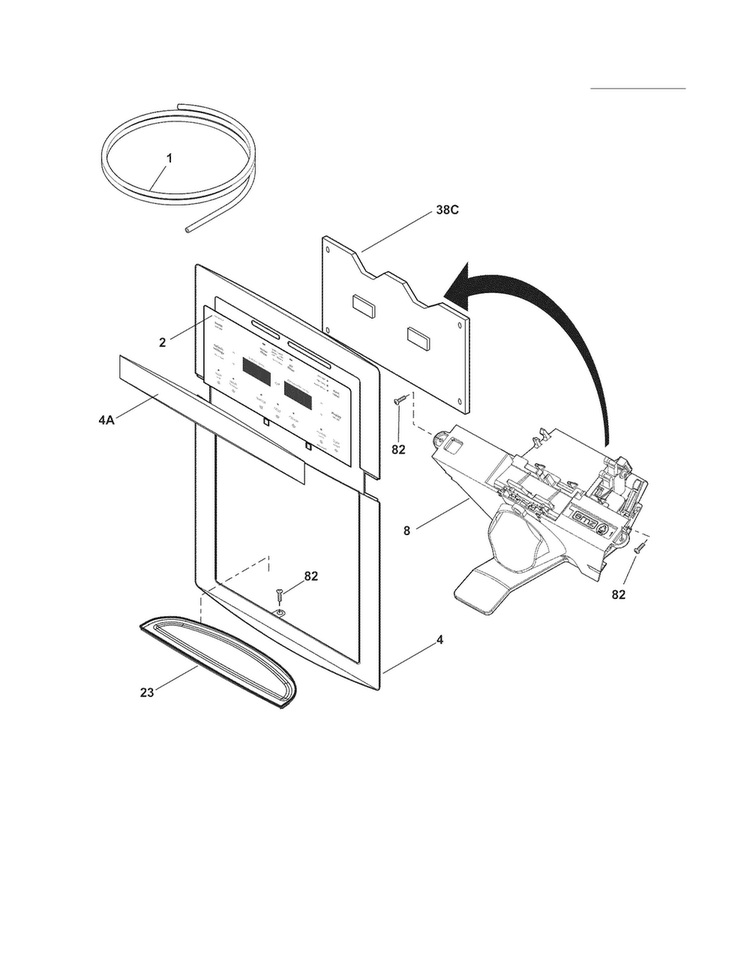Ice & Water Dispenser Diagram and Parts List for EI23CS55GB8  Electrolux Refrigerator