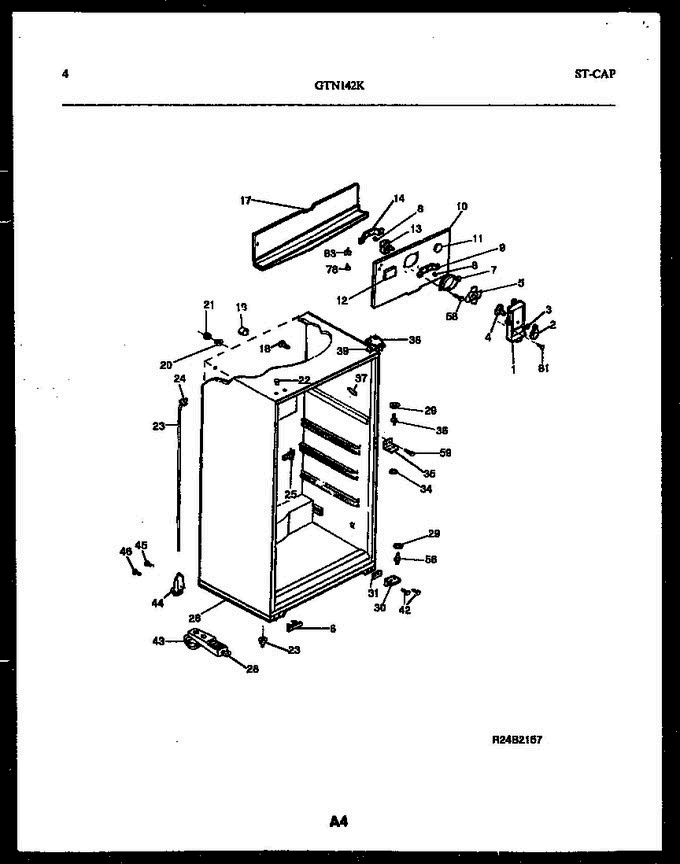03 - Cabinet Parts Diagram and Parts List for GTN GTL142BK2 Frigidaire Refrigerator
