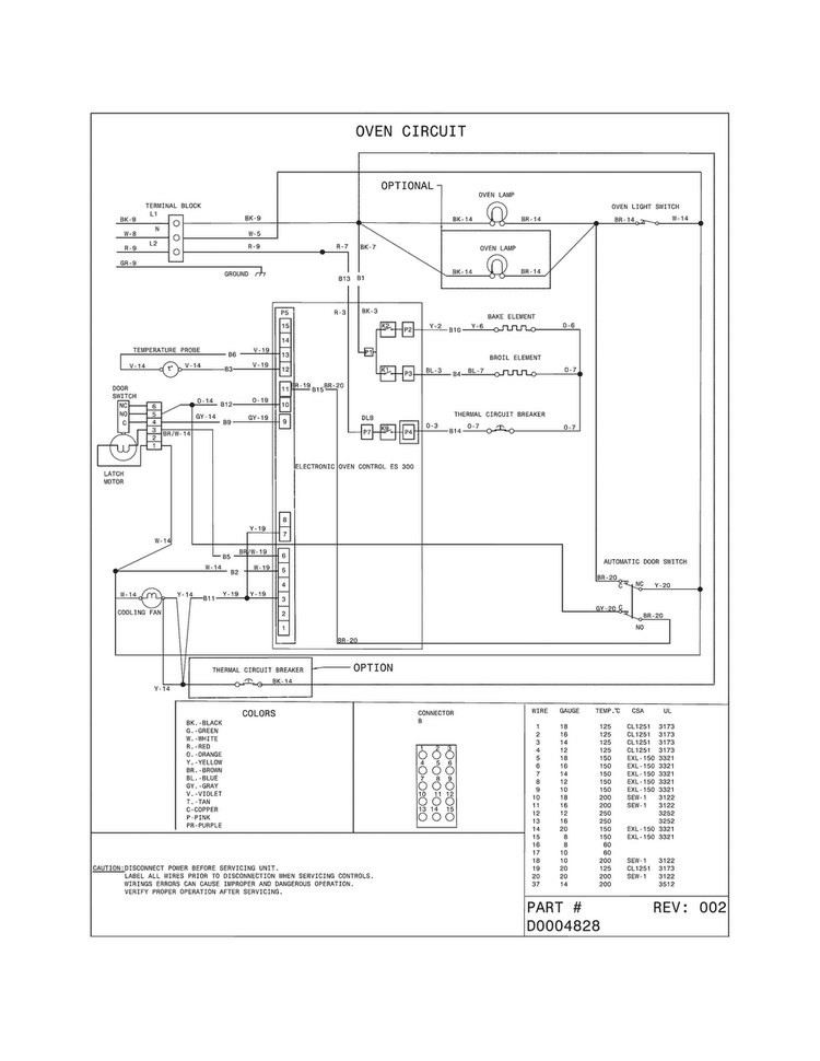 Wiring Diagram Diagram and Parts List for FFES3015PSD  Frigidaire Range