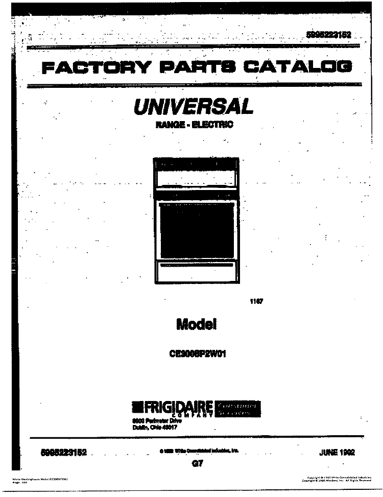 COVER Diagram and Parts List for CE300SP2W01  Uni Range