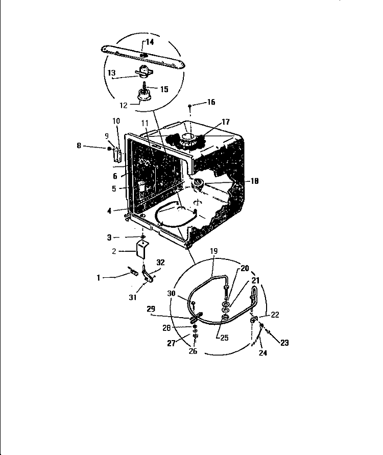 INNER TUB Diagram and Parts List for SC750DXR6  Frigidaire Dishwasher