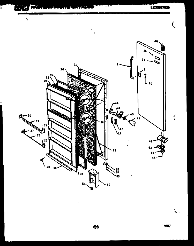 DOOR PARTS Diagram and Parts List for UFP193EM0W  Kelvinator Freezer