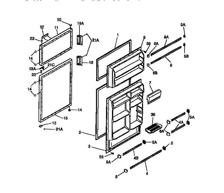DOOR Diagram and Parts List for PRT173MCD4  Frigidaire Refrigerator
