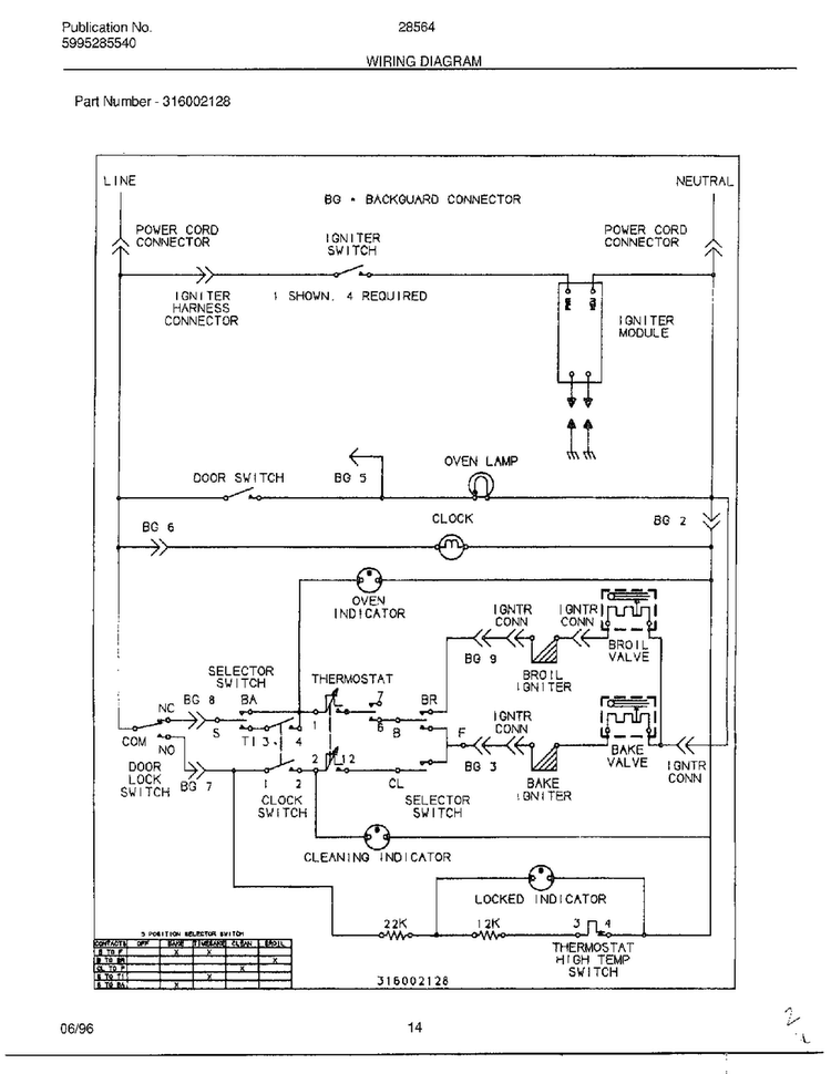 Wiring Diagram Diagram and Parts List for 285647D  Frigidaire Range