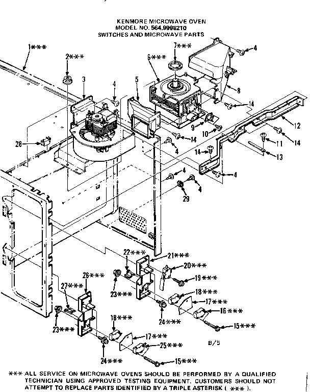 Switches And Microwave Parts Diagram and Parts List for 5649998210  Kenmore Microwave