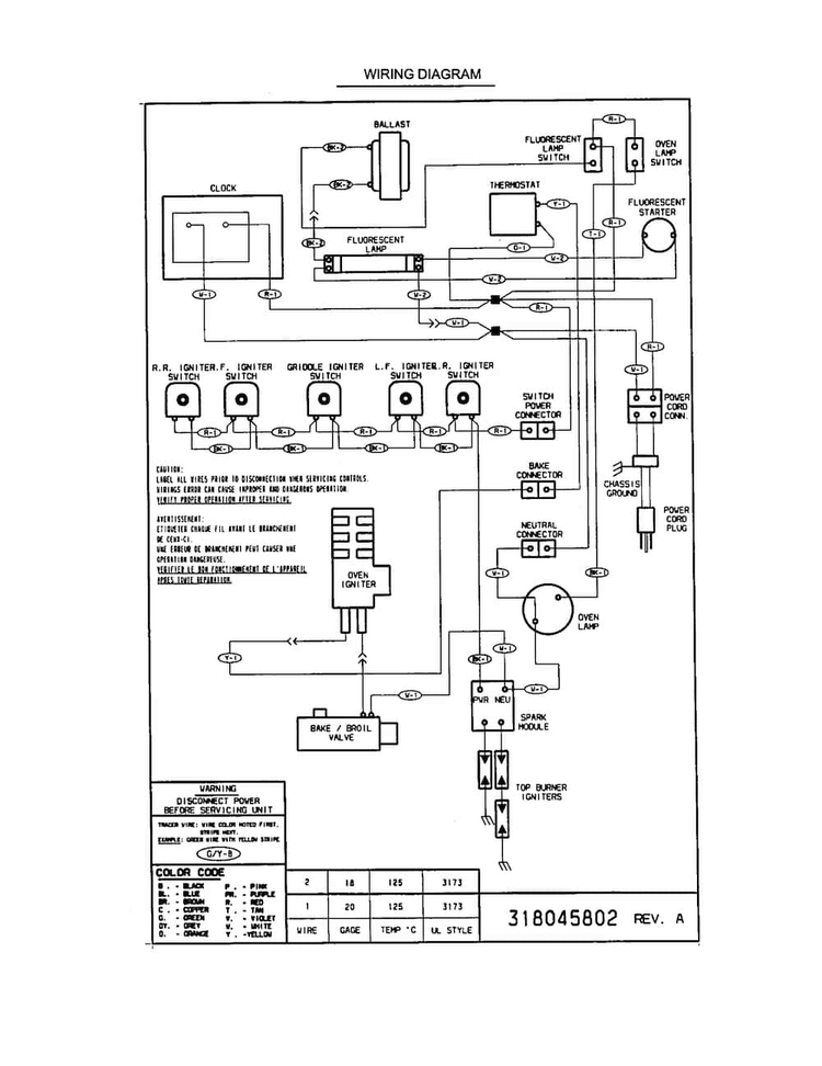 Wiring Diagram Diagram and Parts List for TGF605WFW6  Tappan Range