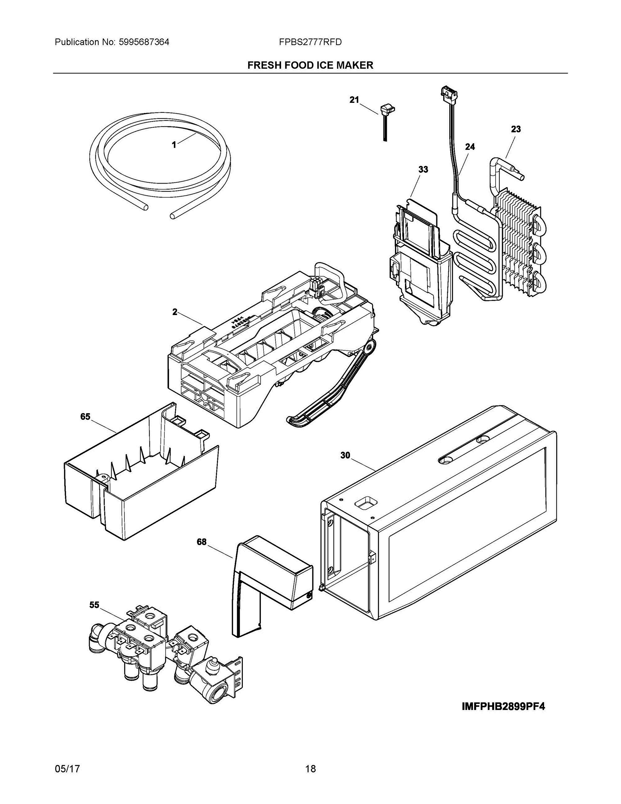 09 - FRESH FOOD ICE MAKER Diagram and Parts List for FPBS2777RFD  Frigidaire Refrigerator