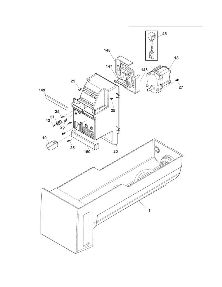 Ice Container Diagram and Parts List for EI23BC65KS3  Electrolux Refrigerator