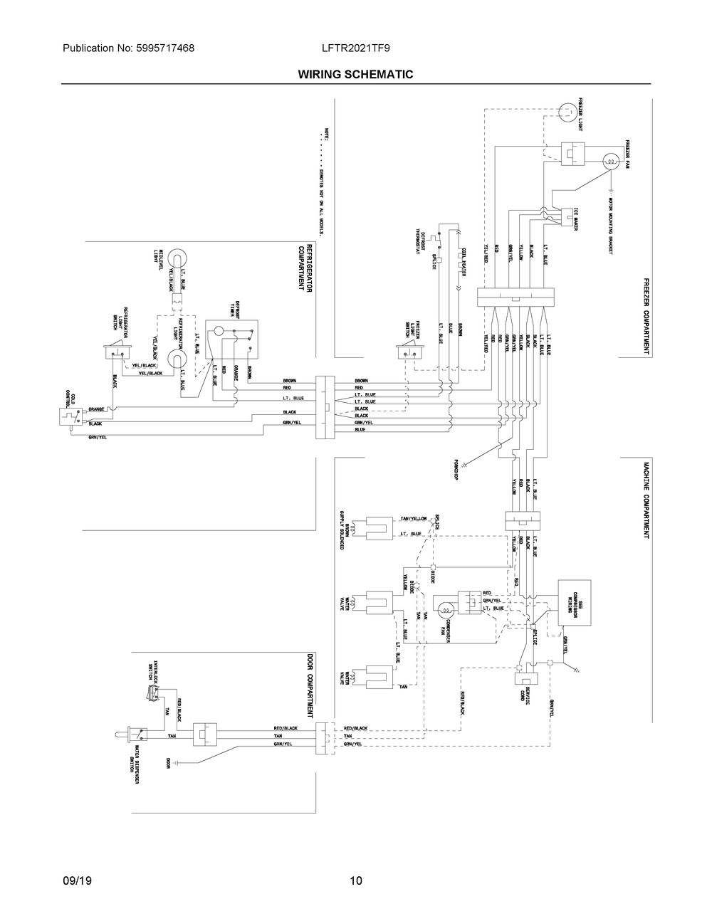 Wiring Schematic Diagram and Parts List for LFTR2021TF9  Frigidaire Refrigerator