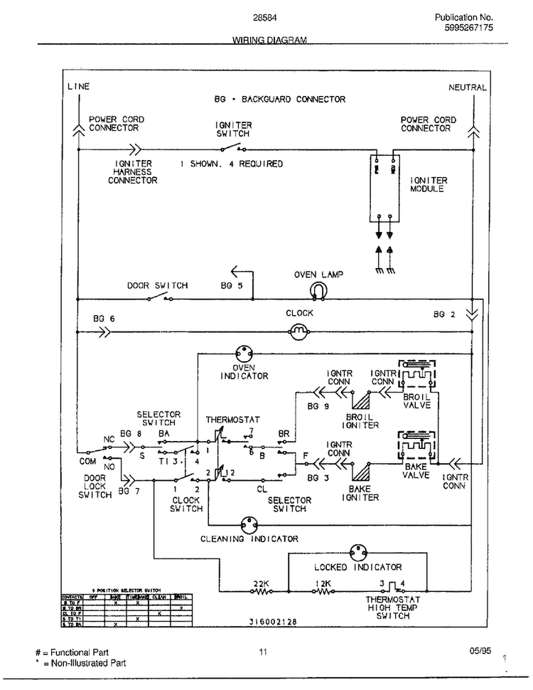 Wiring Diagram Diagram and Parts List for 285847B  Frigidaire Range