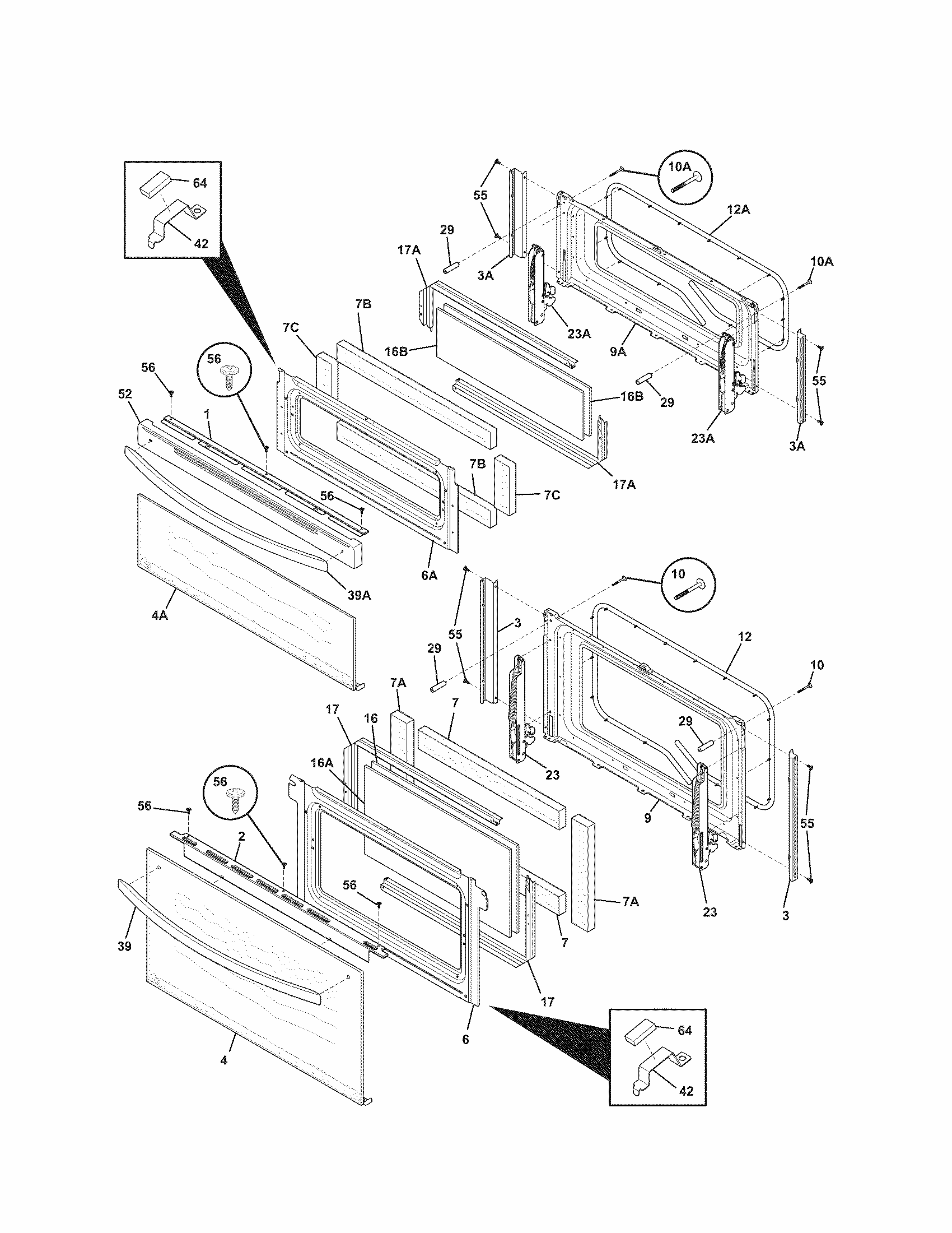 Doors Diagram and Parts List for 79078022300  Kenmore Range