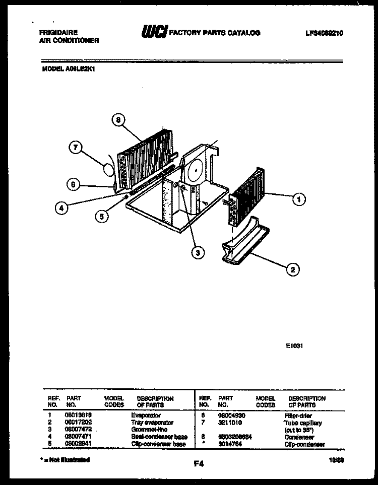 UNIT PARTS Diagram and Parts List for A06LE2K1  Frigidaire Air Conditioner