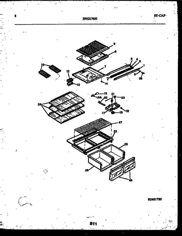 SHELVES AND SUPPORTS Diagram and Parts List for ATG173NLD0  Frigidaire Refrigerator