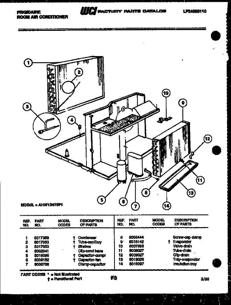 UNIT PARTS Diagram and Parts List for AHW12NT5F1  Frigidaire Air Conditioner