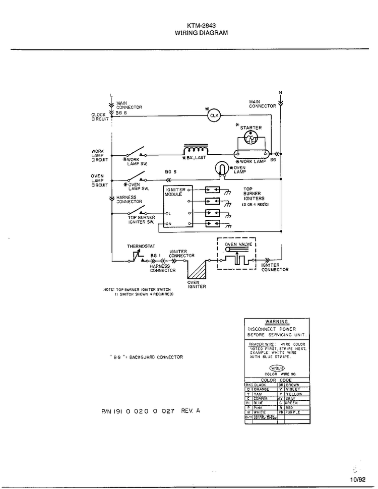 Wiring Diagram Diagram and Parts List for 2343-87A  Frigidaire Range