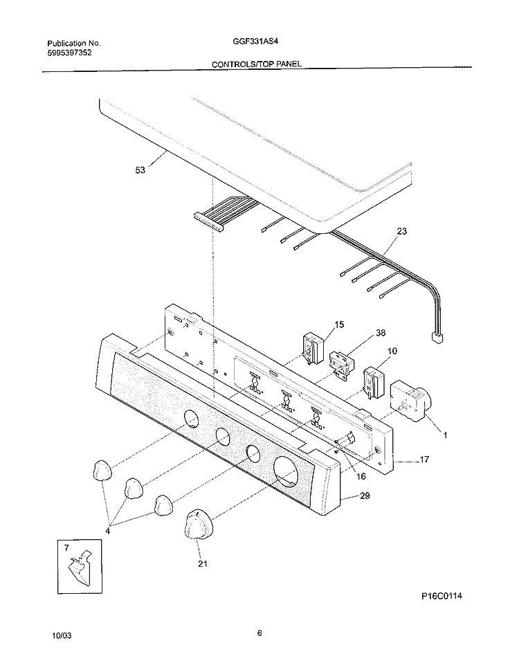 CONTROLS / TOP PANEL Diagram and Parts List for GGF331AS4  Gibson Dryer