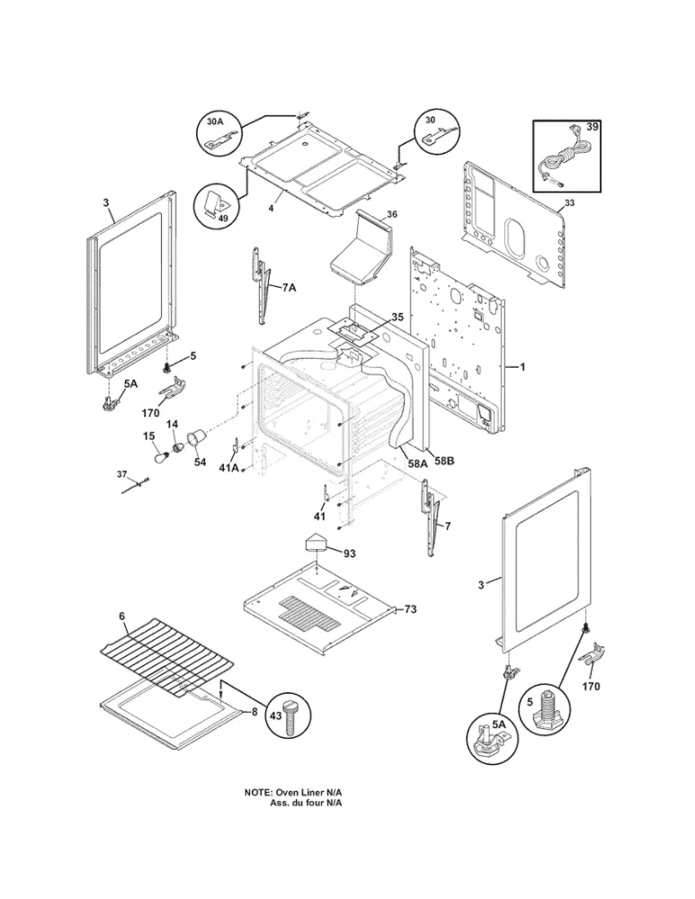 Body Diagram and Parts List for 79071314703  Kenmore Range