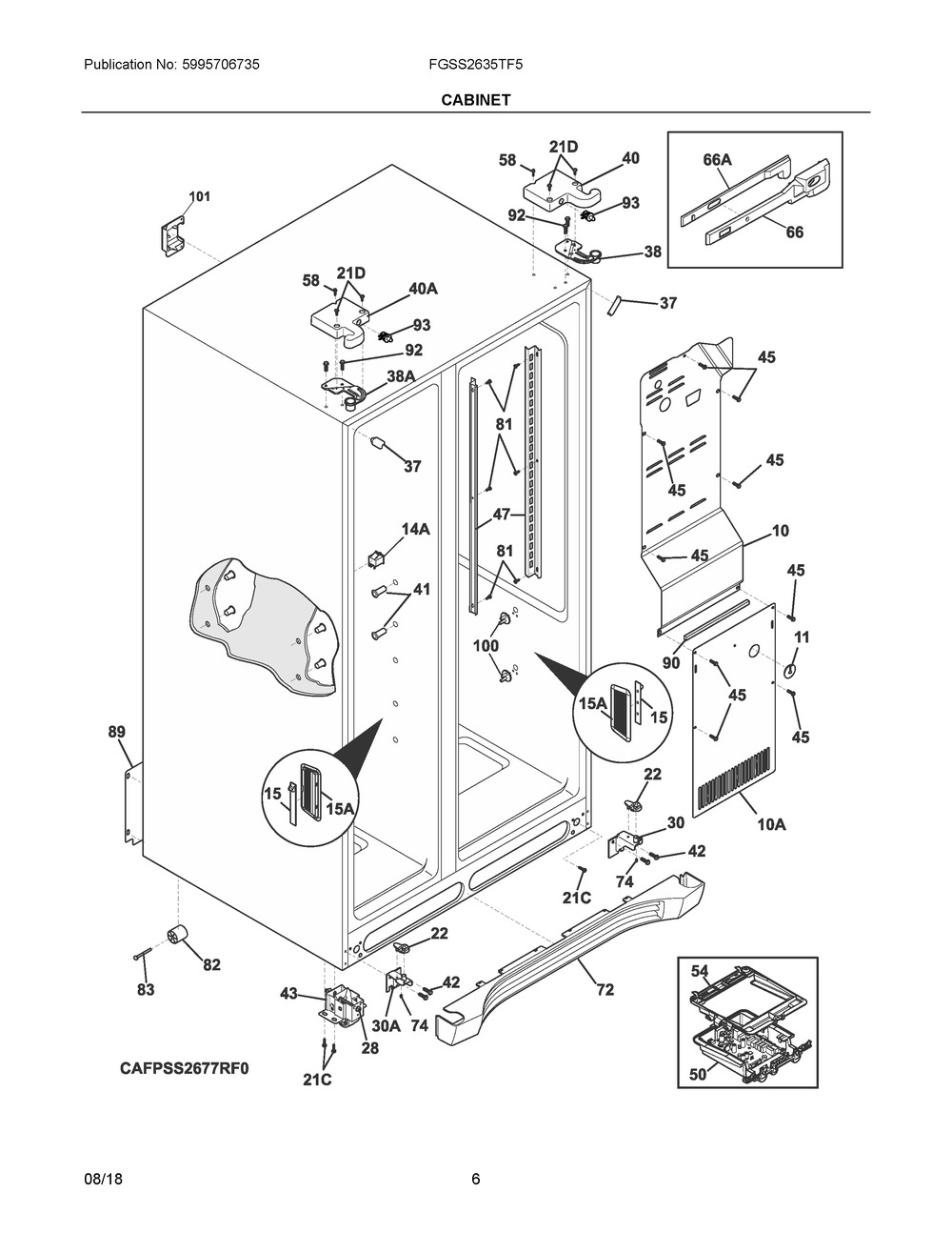 Cabinet Diagram and Parts List for FGSS2635TF5  Frigidaire Refrigerator