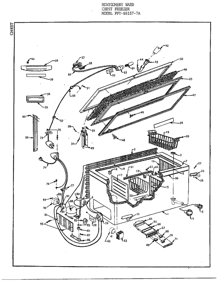 Cabinet Diagram and Parts List for 88157-7A  Frigidaire Freezer