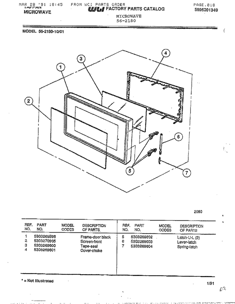 Tappan Microwave Page 4 Diagram and Parts List for 56-2180  Frigidaire Microwave