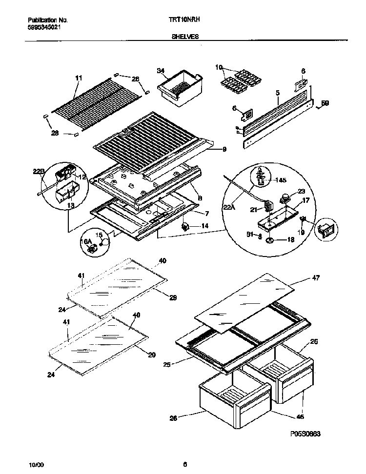 Shelves Diagram and Parts List for TRT16NRHW4  Tappan Refrigerator