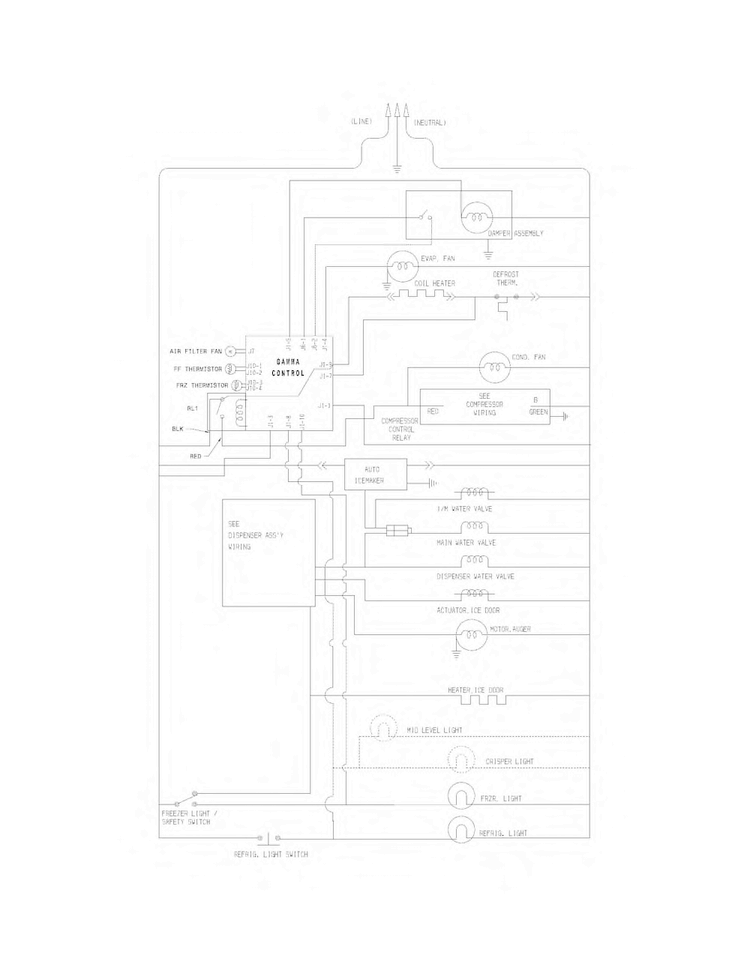 Wiring Schematic Diagram and Parts List for FFHS2611LWD  Frigidaire Refrigerator