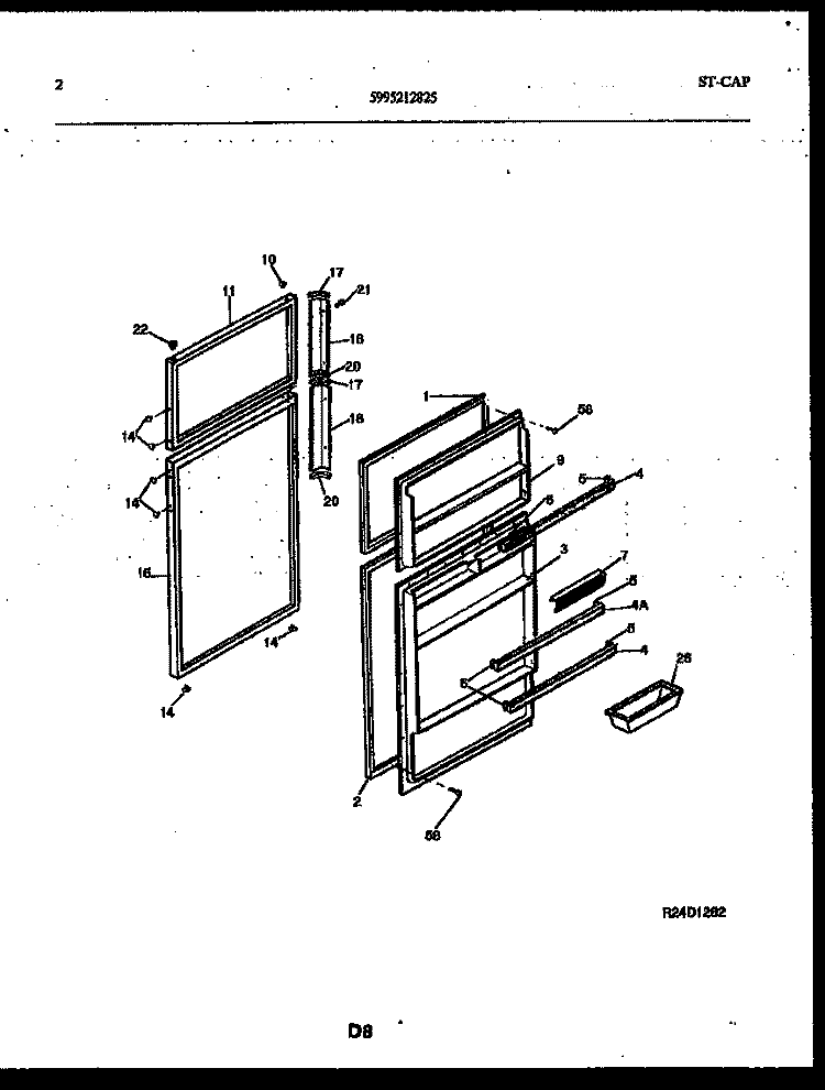DOOR PARTS Diagram and Parts List for RTG216NCD0  Frigidaire Refrigerator