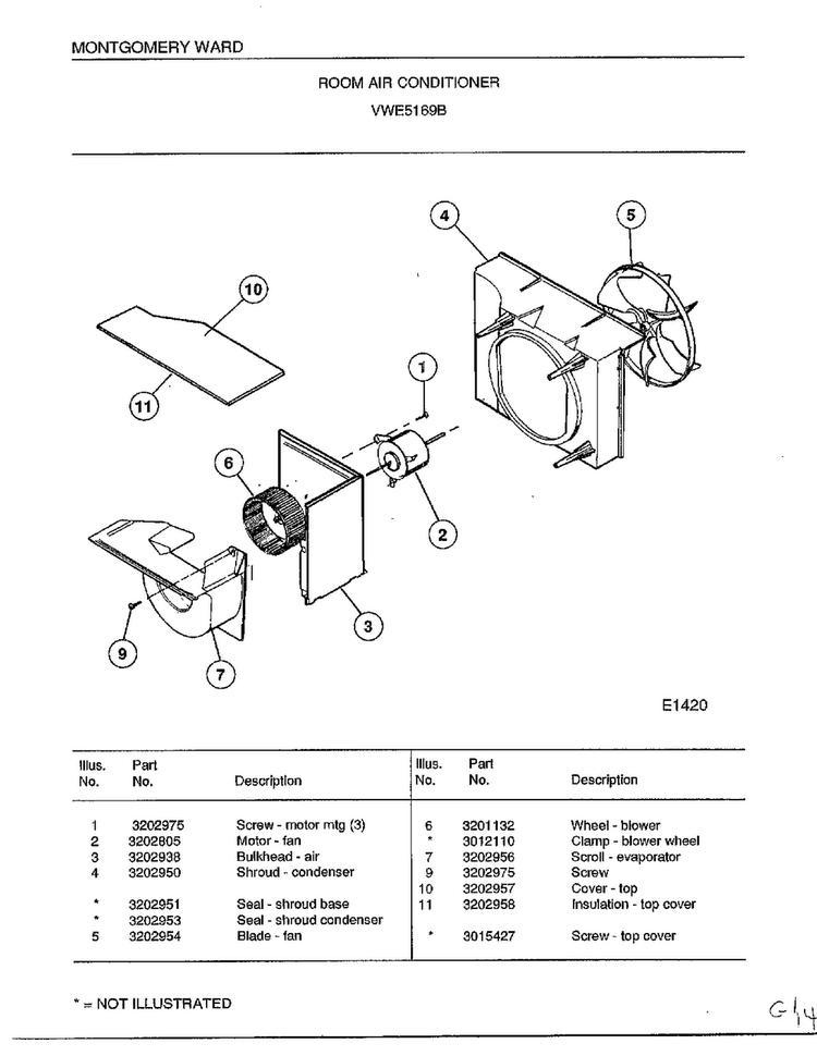 Room Air Conditioner Page 3 Diagram and Parts List for 5169B  Frigidaire Air Conditioner